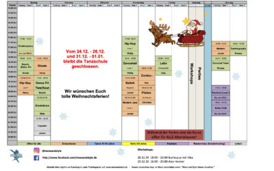 Kursplan für die Weihnachtsferien 2019