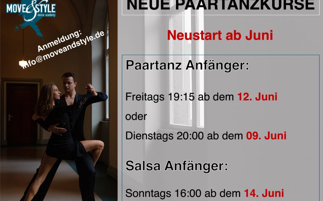 Neustart der Paartanzkurse ab Juni 2020